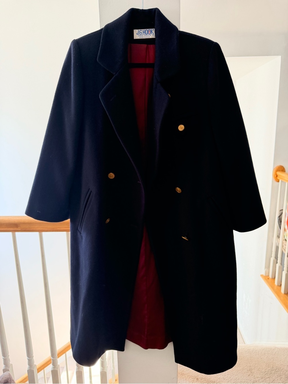J. G. Hook Women's Navy Wool Pea Coat with Gold Buttons